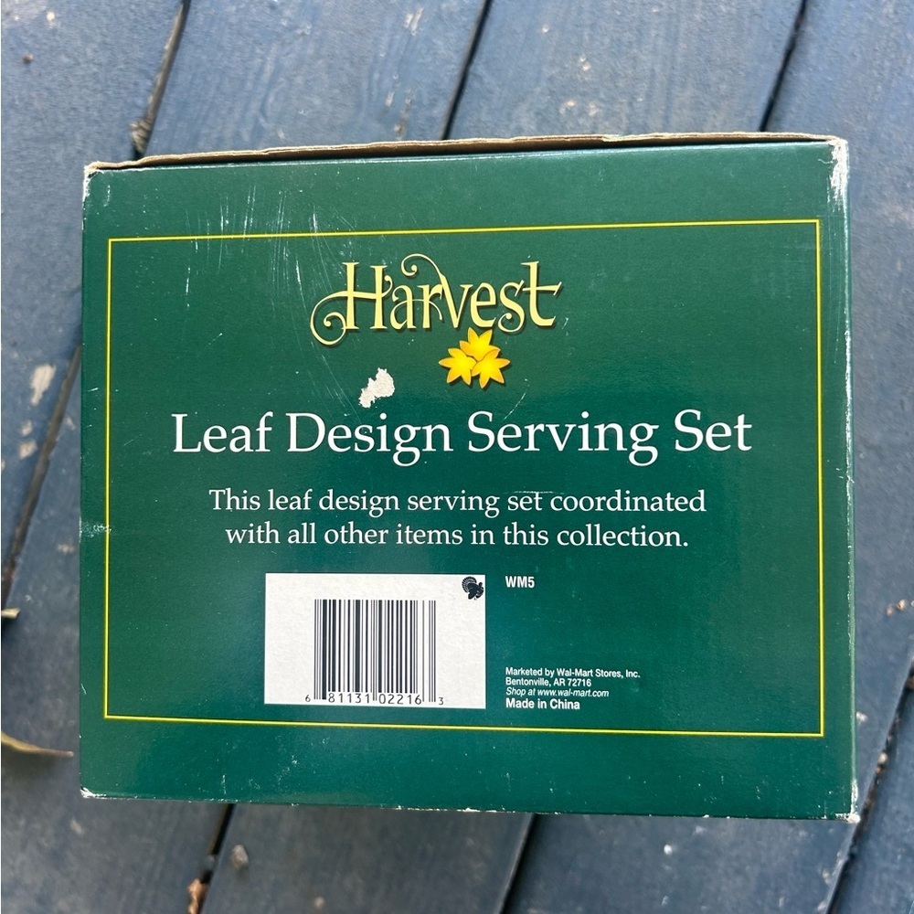 Hobby Lobby Harvest Leaf Design Serving Set - Cream and Red - Picture 2 of 6